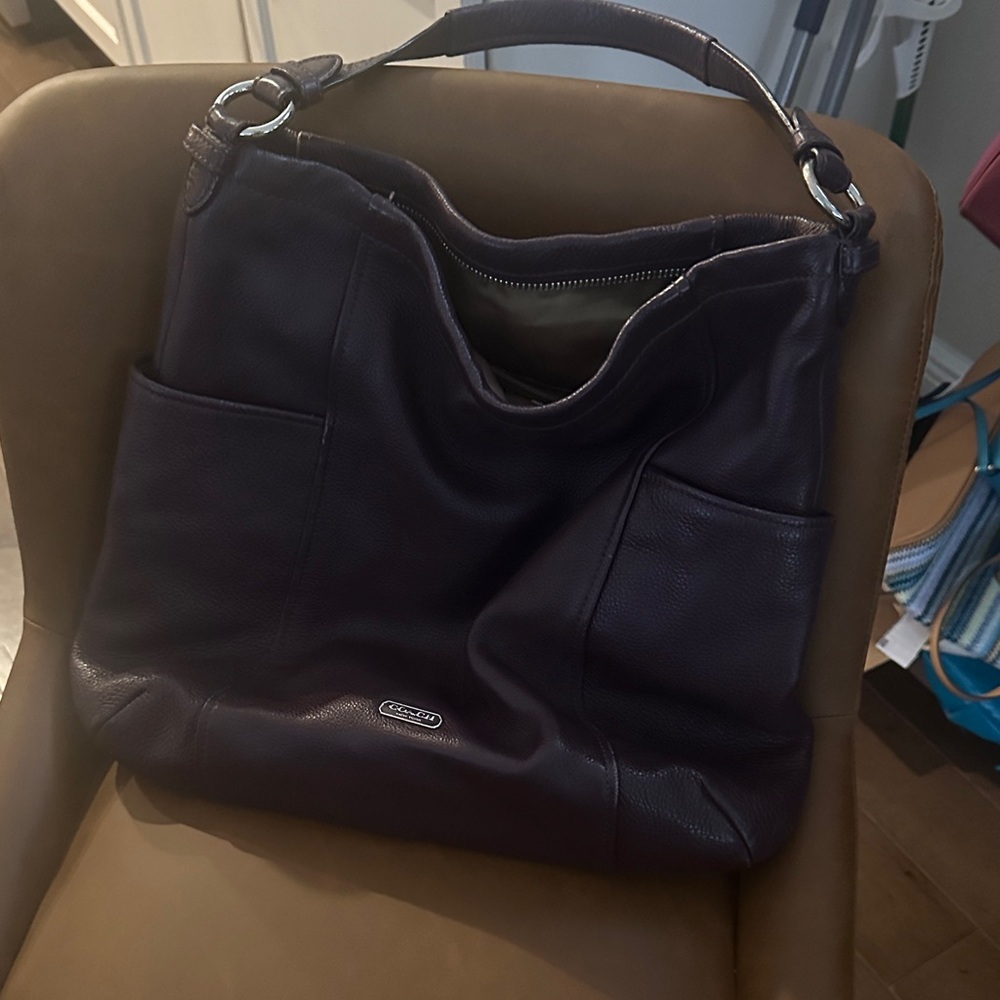 Coach Dark Purple Shoulder Bag - Picture 3 of 9